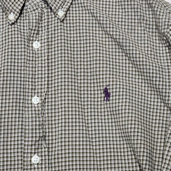 Ralph Lauren Mens Classic Fit Green & White Plaid Button-Down Shirt Size L - Picture 4 of 9